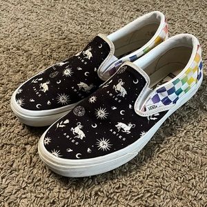 Aries Rainbow Checkered Vans, Women’s Sz 8